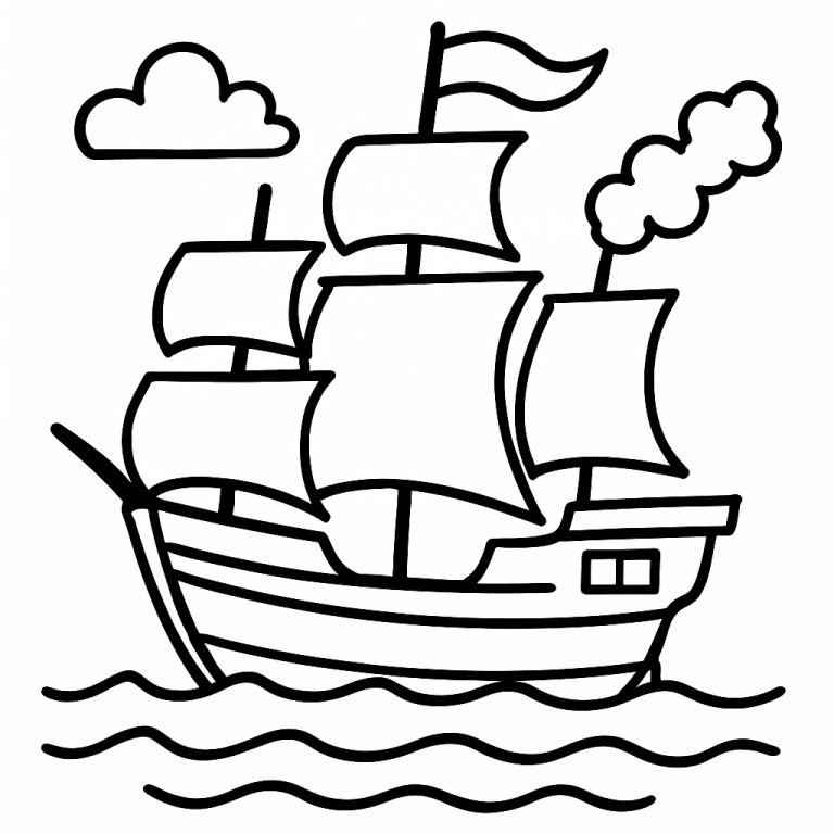 Pirate ship coloring page for kids