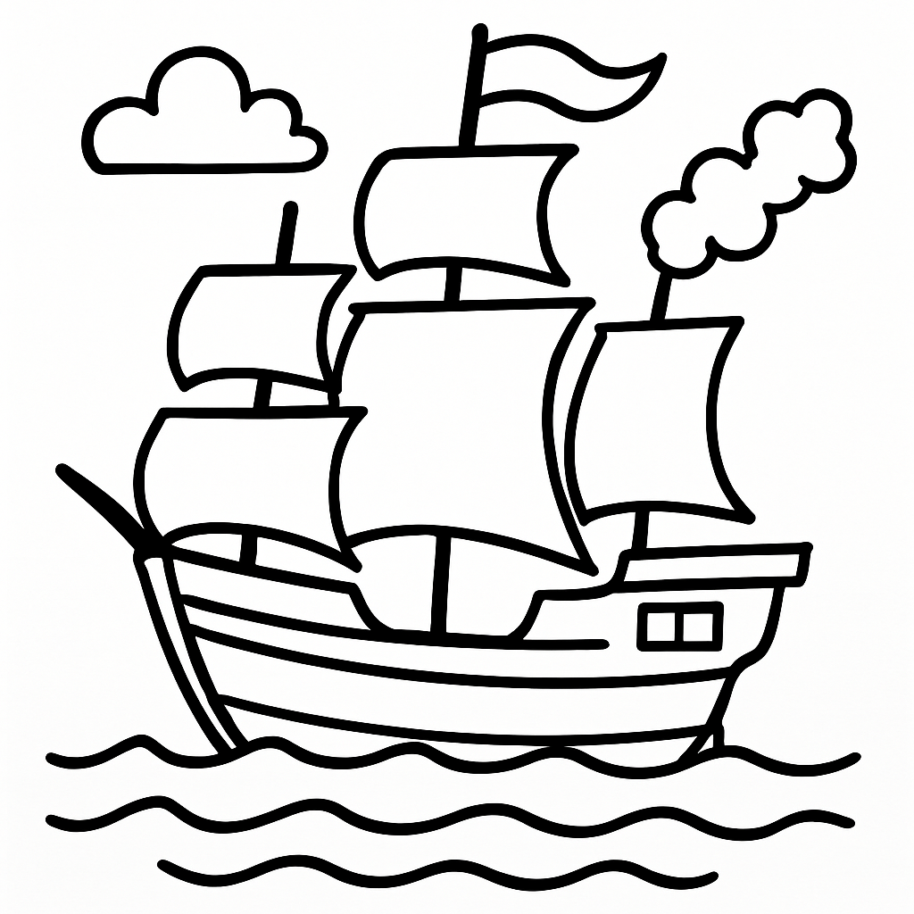 Pirate ship coloring page for kids