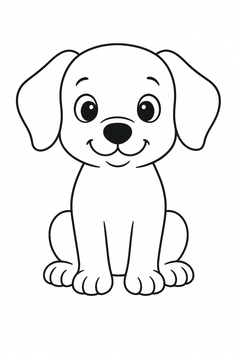 Cute puppy coloring page for children