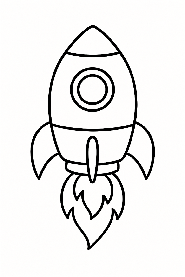 Rocket coloring page for kids