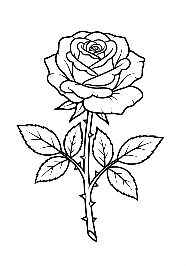 black and white rose coloring page
