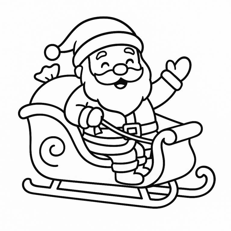 Santa Claus waving from his sleigh