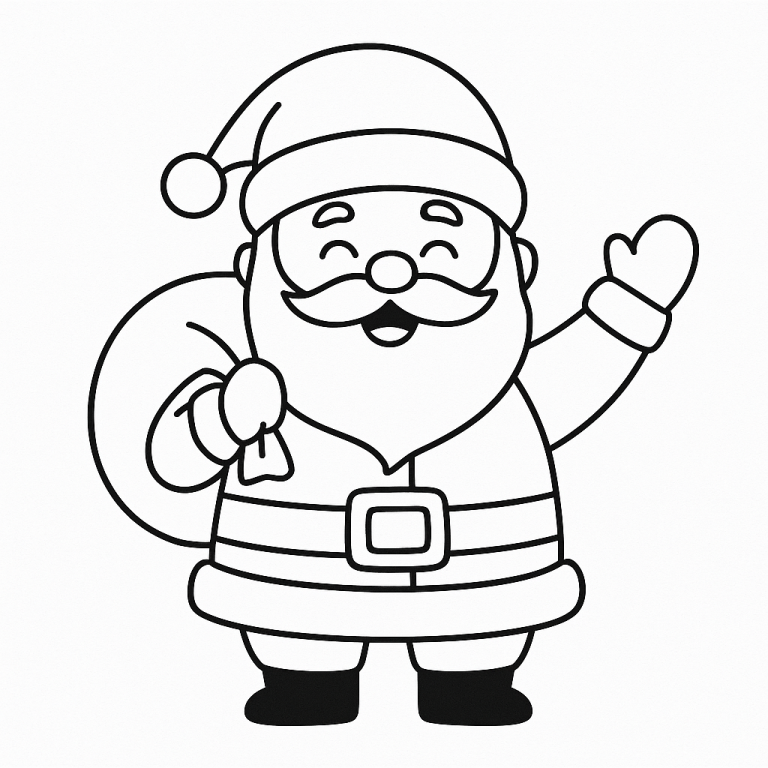 Smiling Santa coloring page for kids