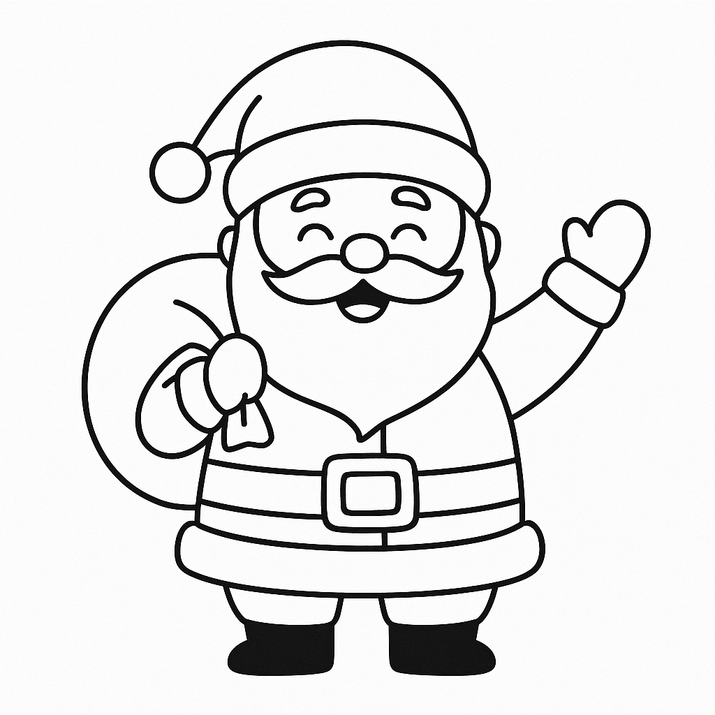 Smiling Santa coloring page for kids