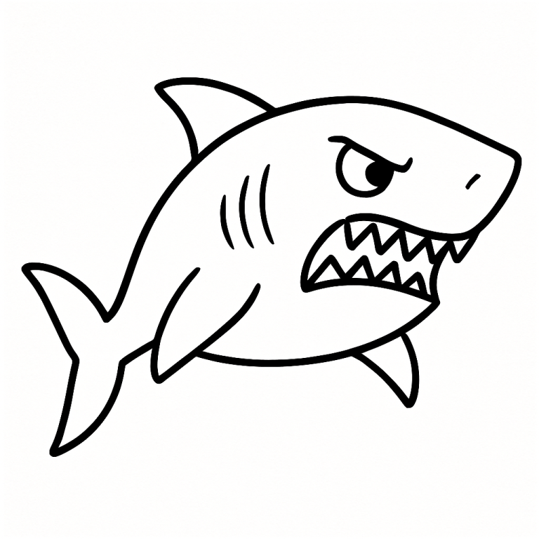 Shark coloring page for kids