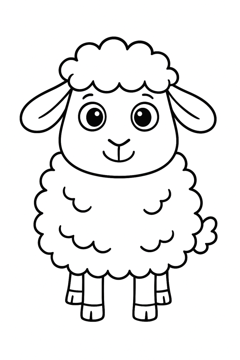 Cute sheep coloring page for kids