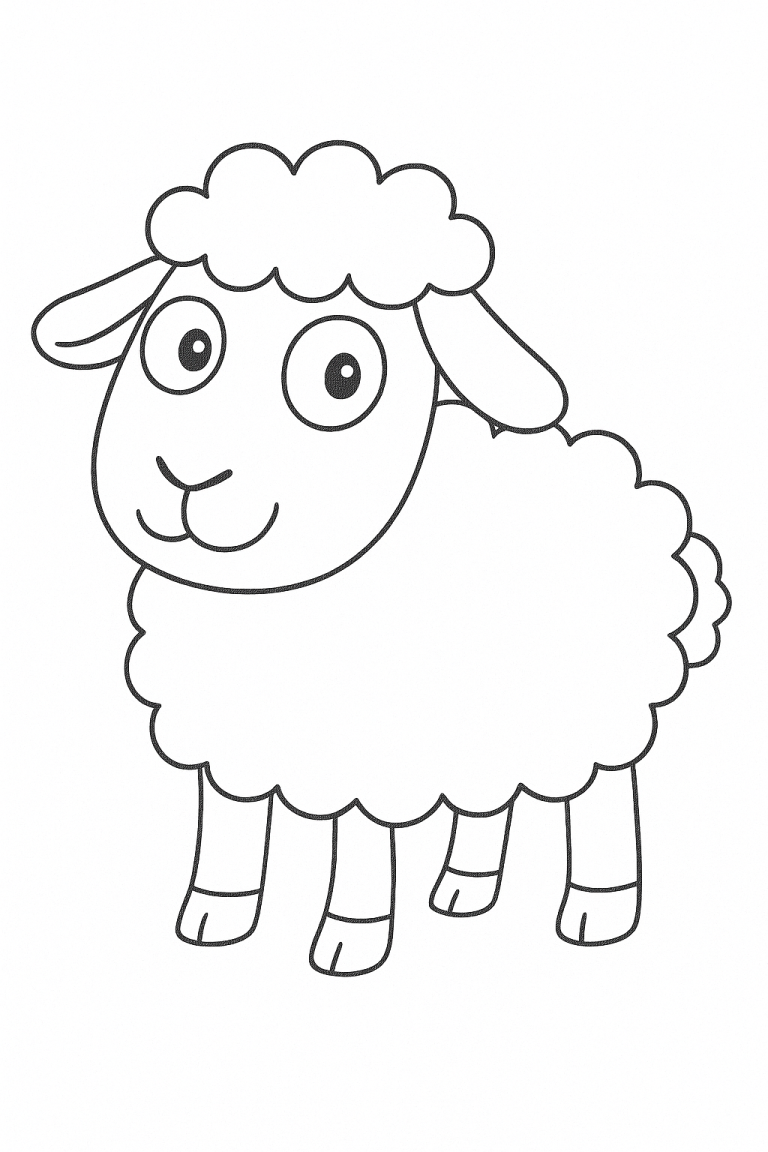 A simple sheep coloring page for children