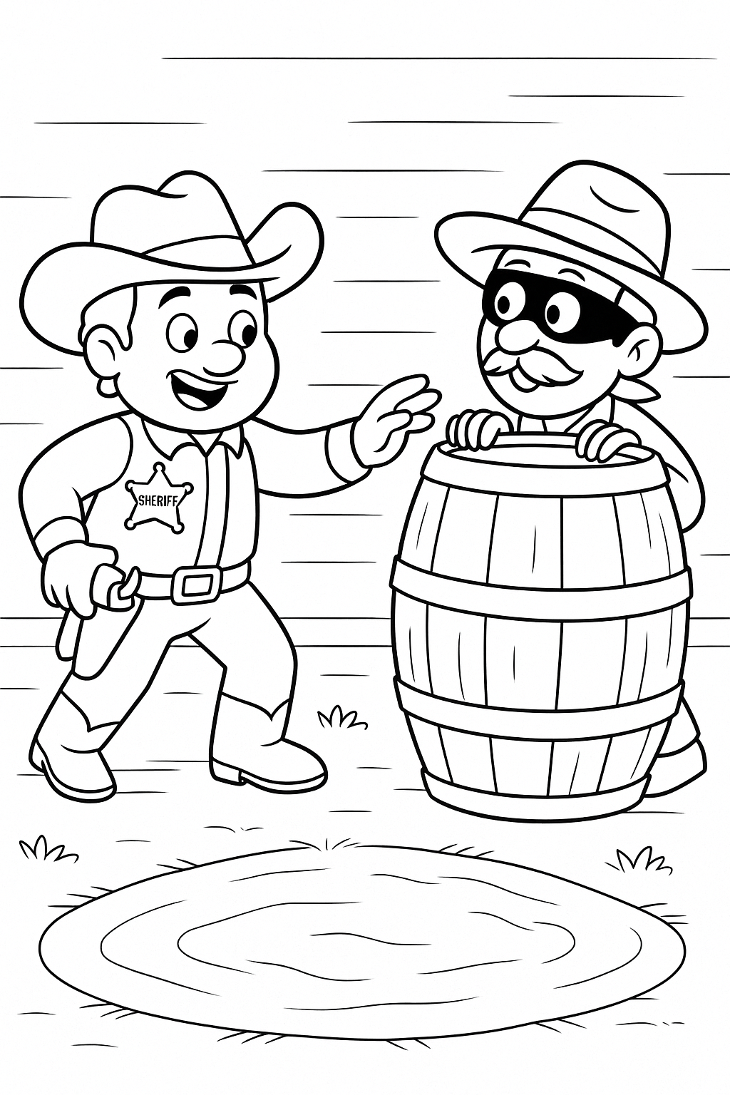 Sheriff and outlaw coloring page for kids