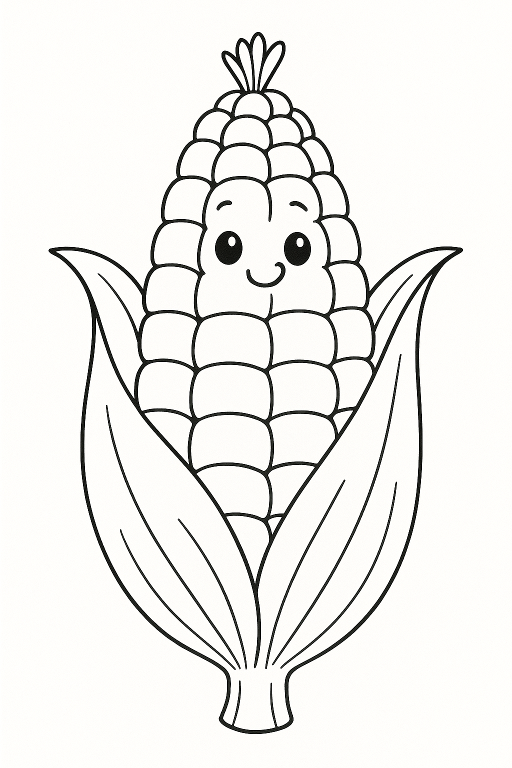 Smiling corn coloring page for children