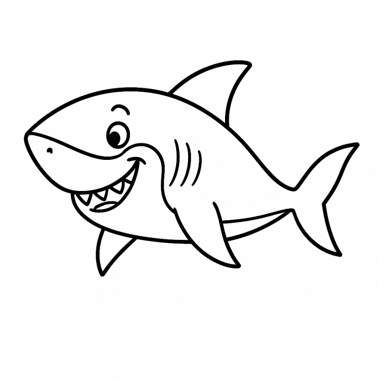 Smiling shark coloring page