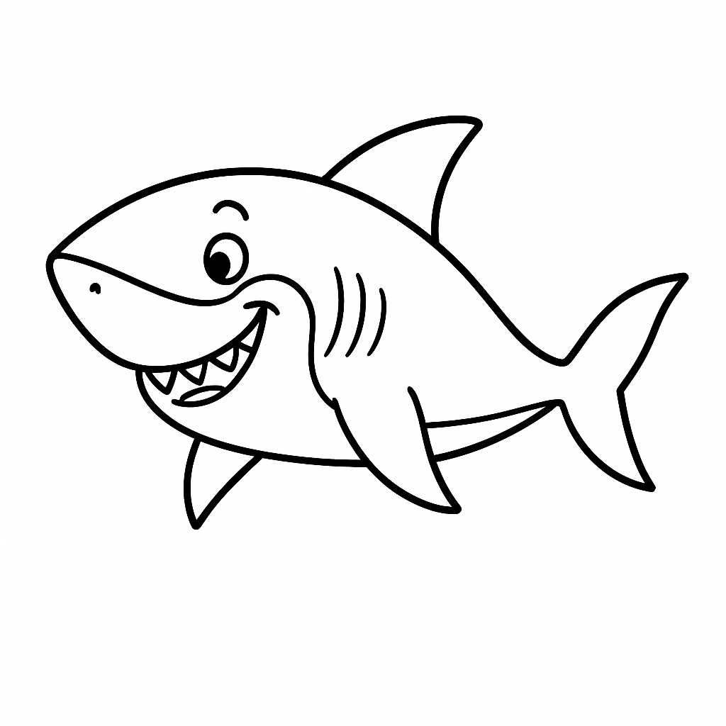 Smiling shark coloring page