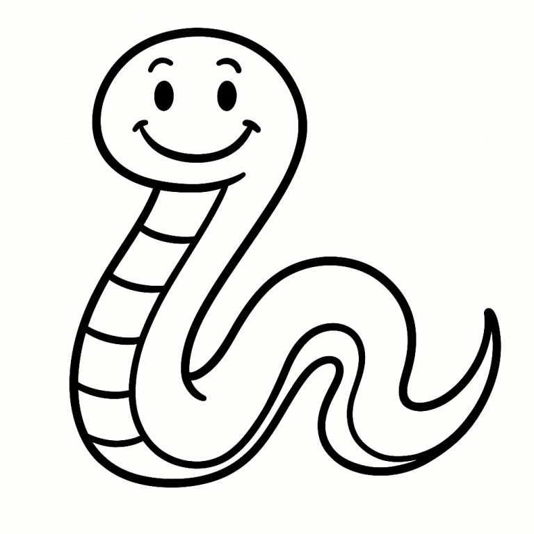 Smiling worm coloring page for kids