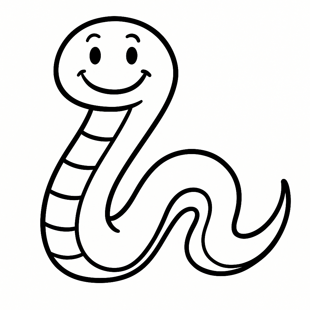 Smiling worm coloring page for kids