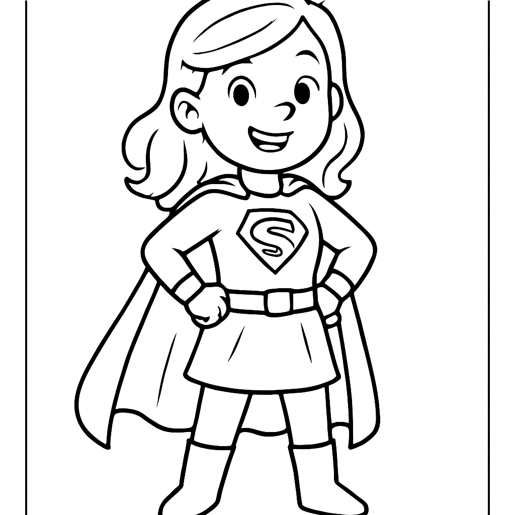 Superhero girl in costume with cape