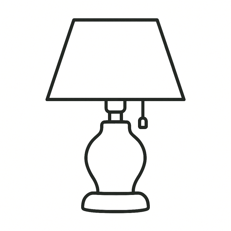 Outline of a simple table lamp for coloring