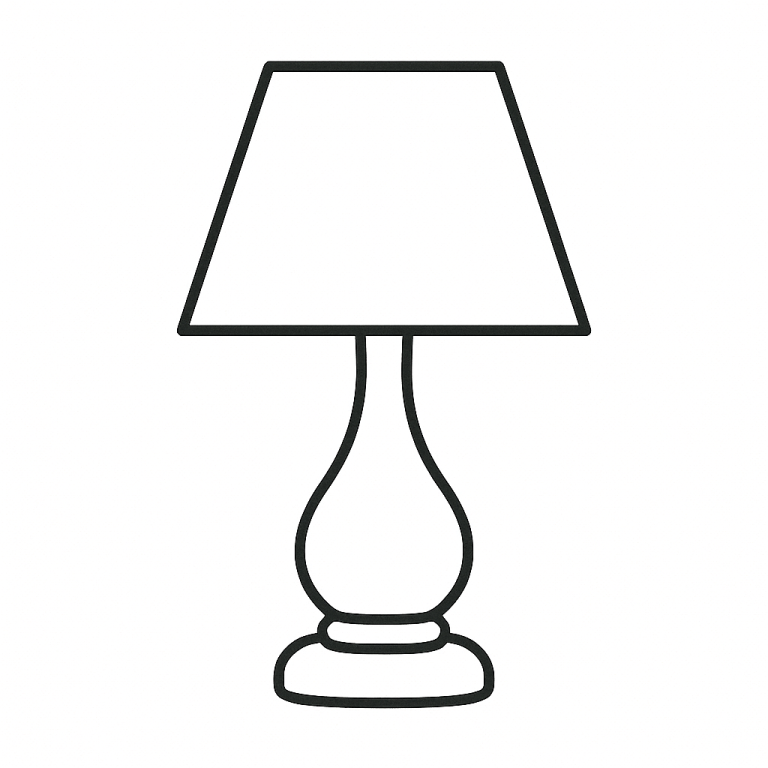 Simple outline of a table lamp for coloring