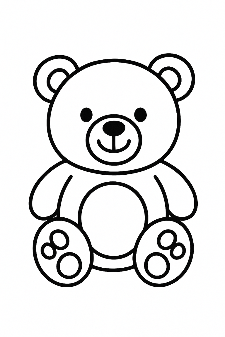 Cute teddy bear coloring page for kids