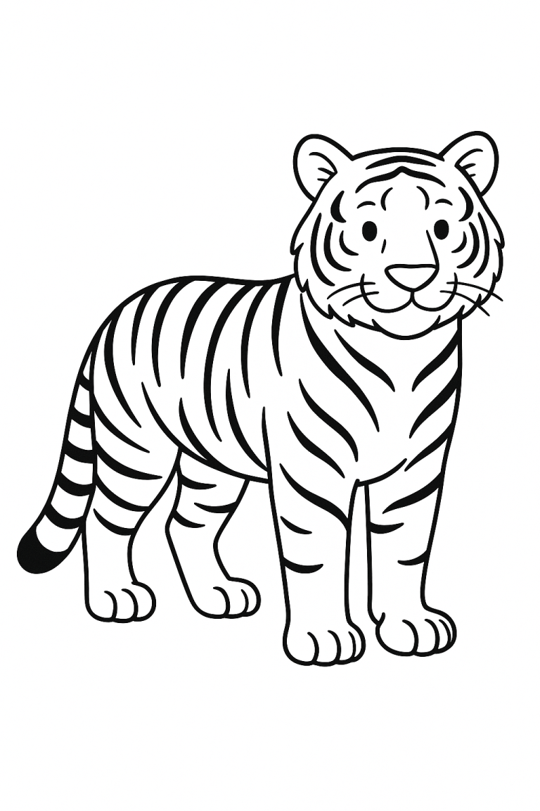 Tiger coloring page for kids