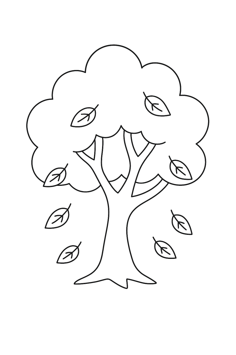 Simple tree coloring page for kids