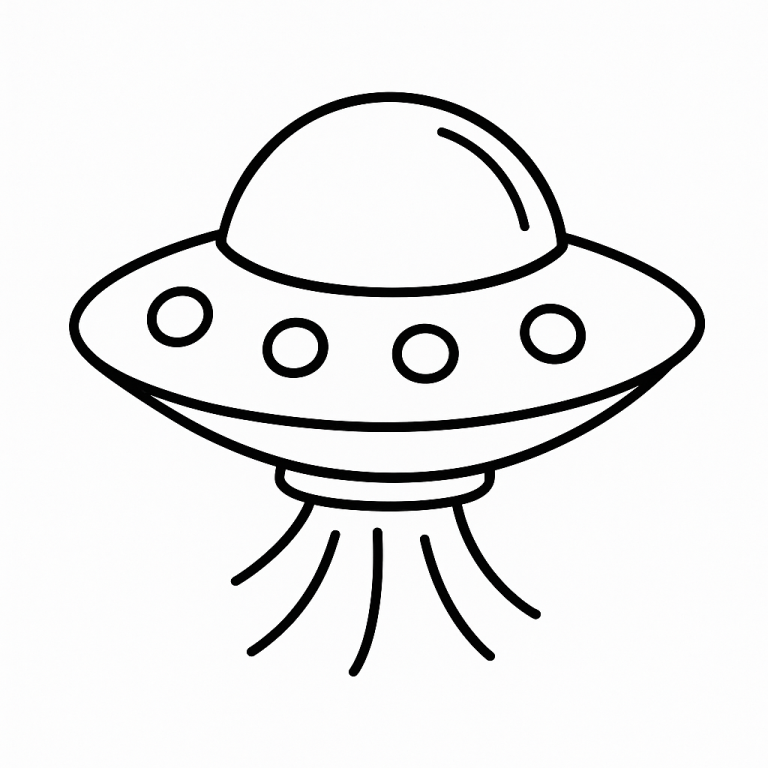 Children's coloring page featuring a UFO
