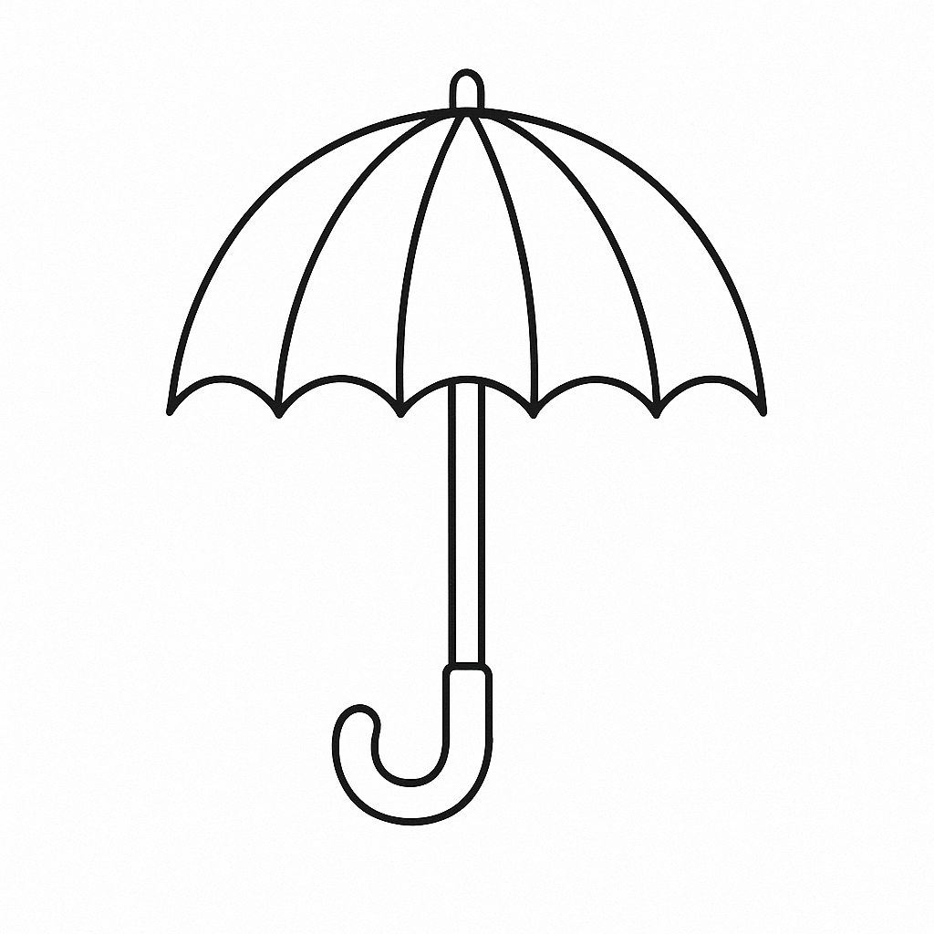 Simple outline of an umbrella coloring page for kids