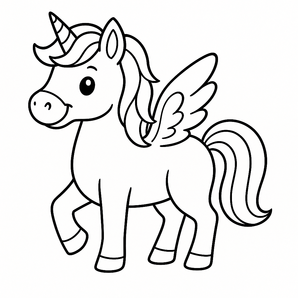 A cute unicorn coloring page for children