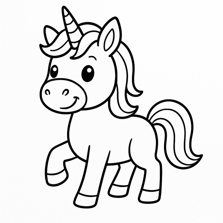Simple unicorn coloring page for children