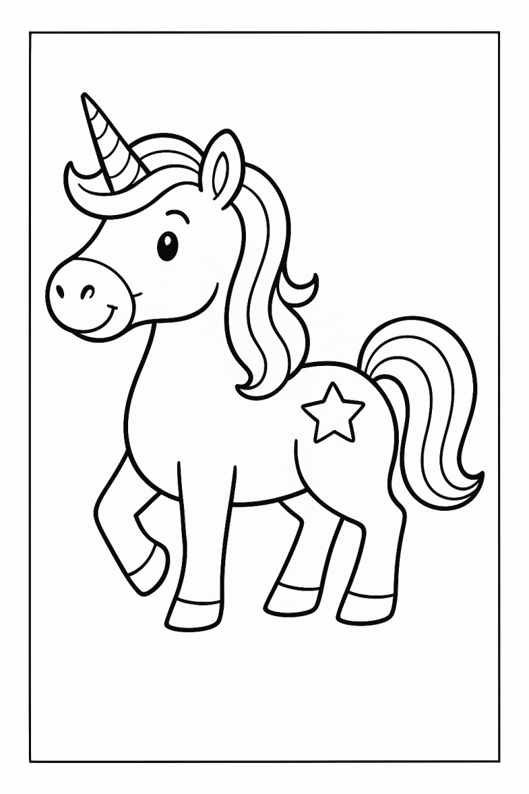 Unicorn coloring page for children