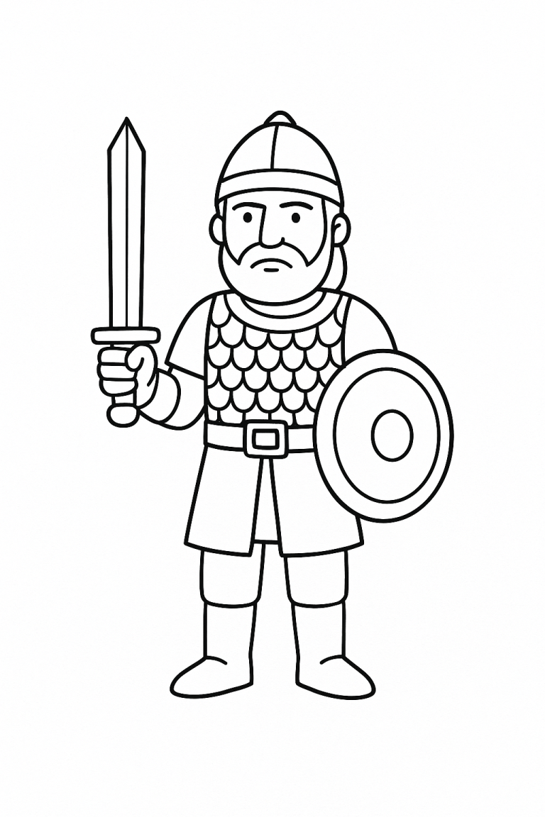 Viking warrior ready for coloring