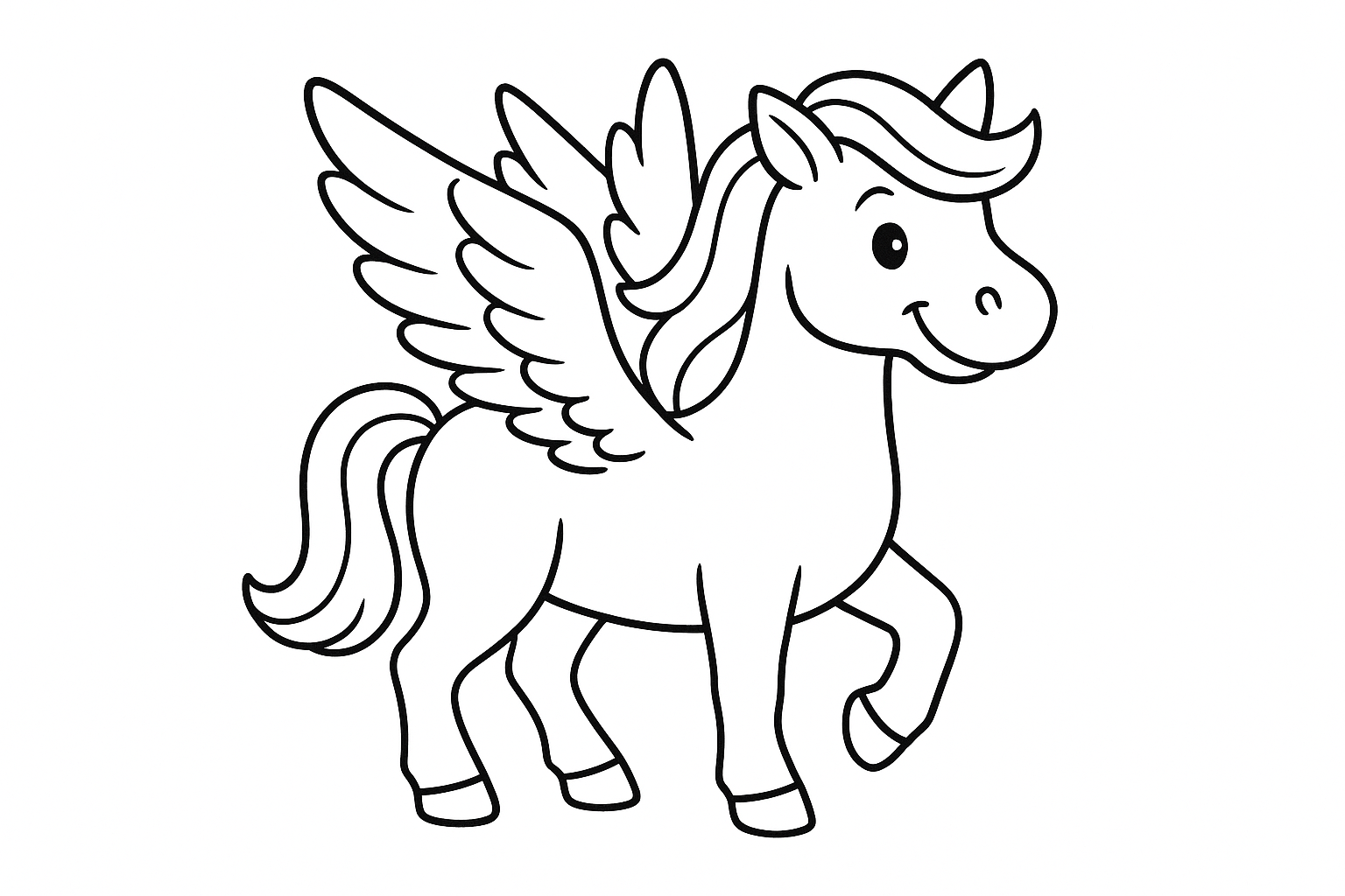 Winged horse coloring page for kids