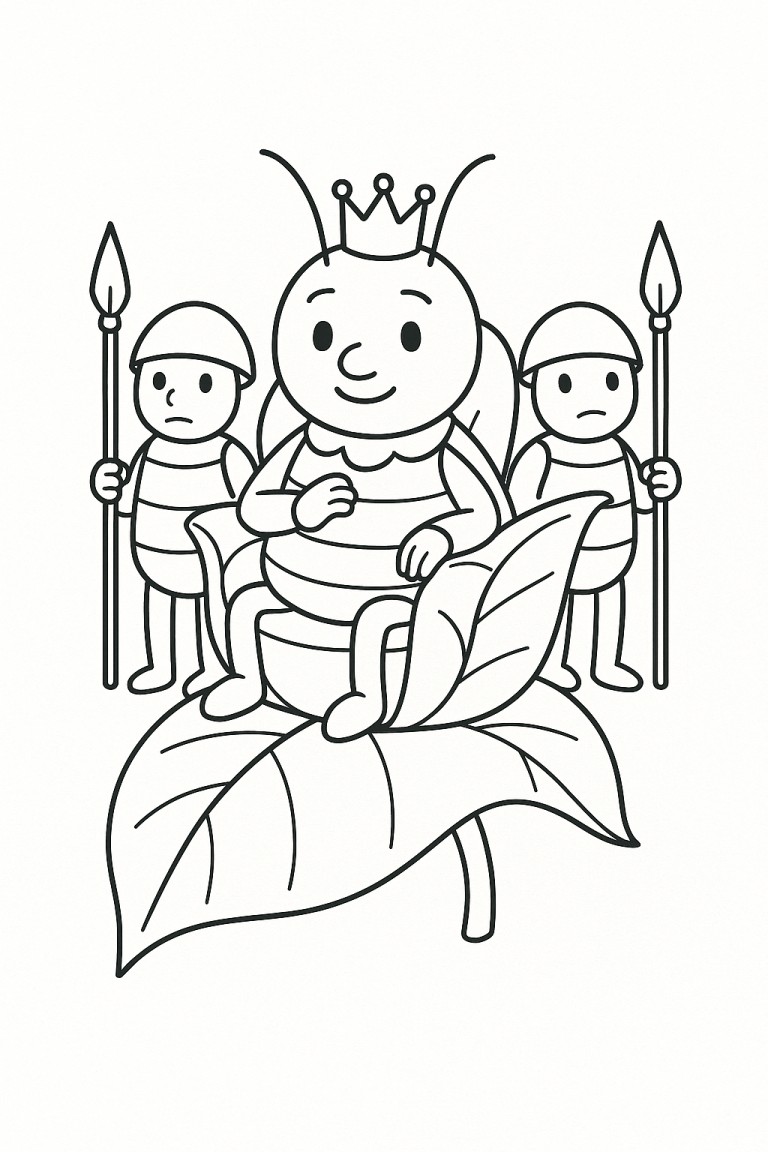 Ant king and guards on a leaf