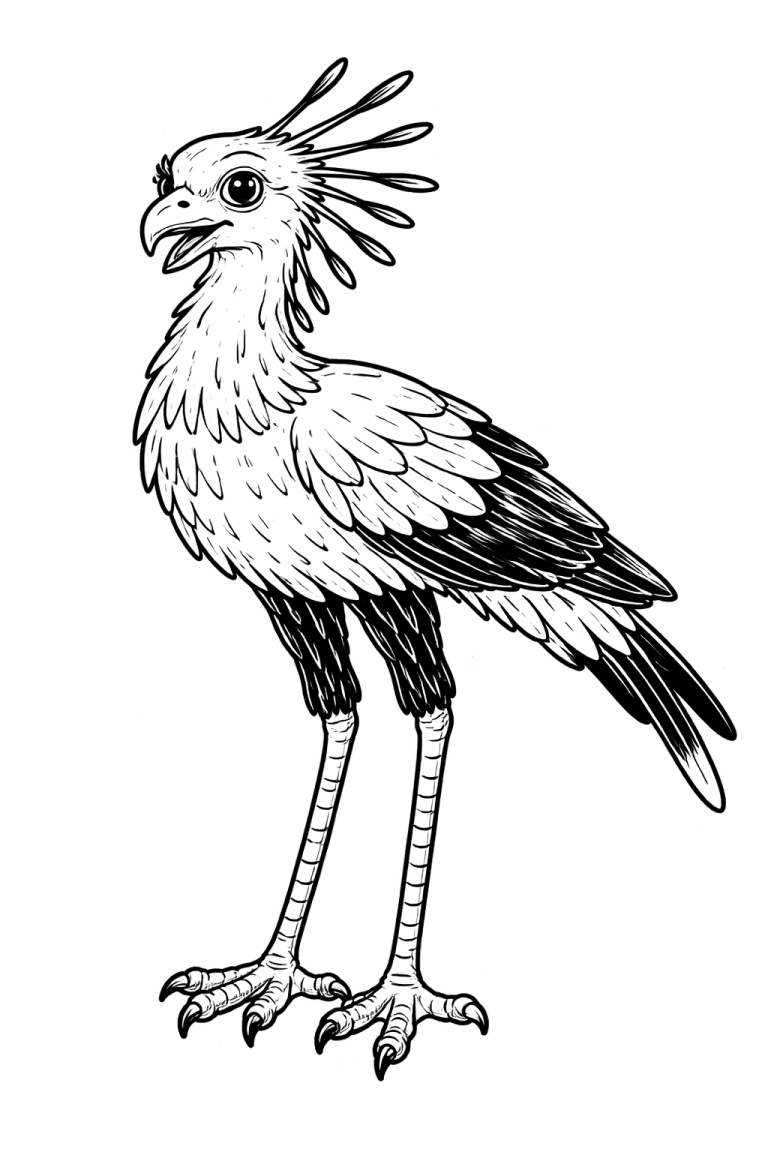 Black and white illustration of a bird