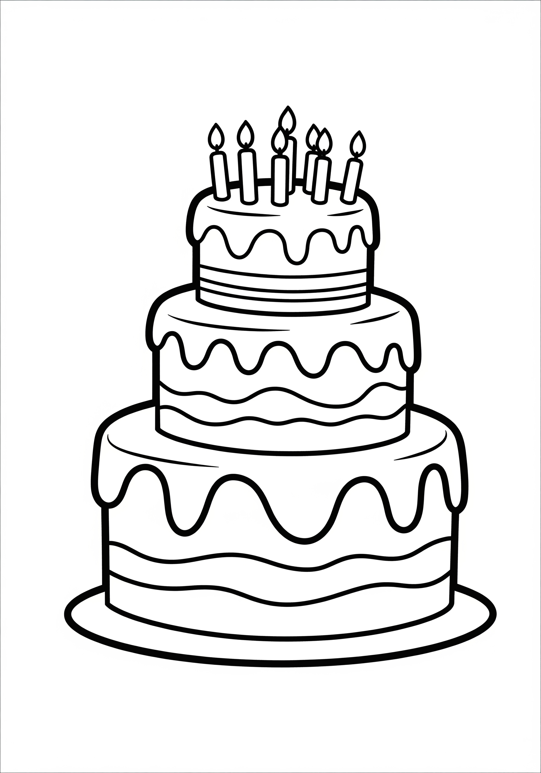 Birthday cake with candles coloring page