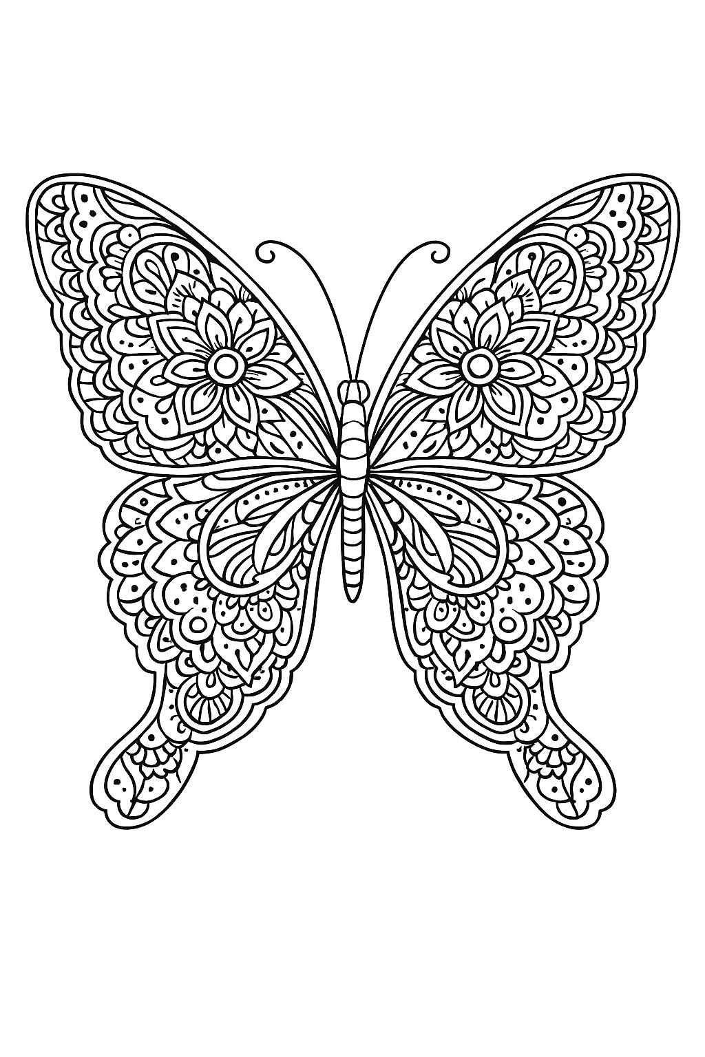 Intricate butterfly coloring page for kids