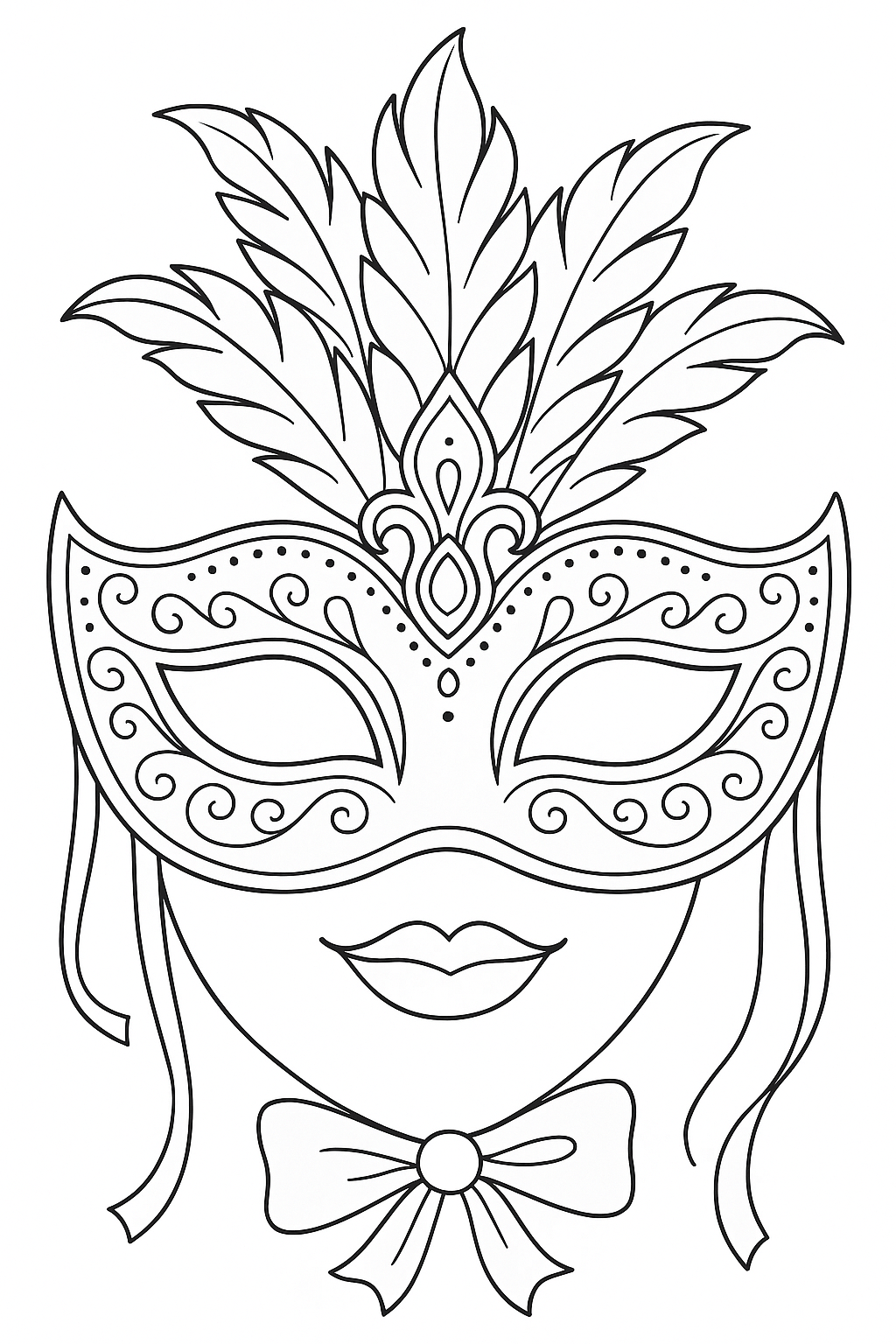 Illustration of a carnival mask for coloring