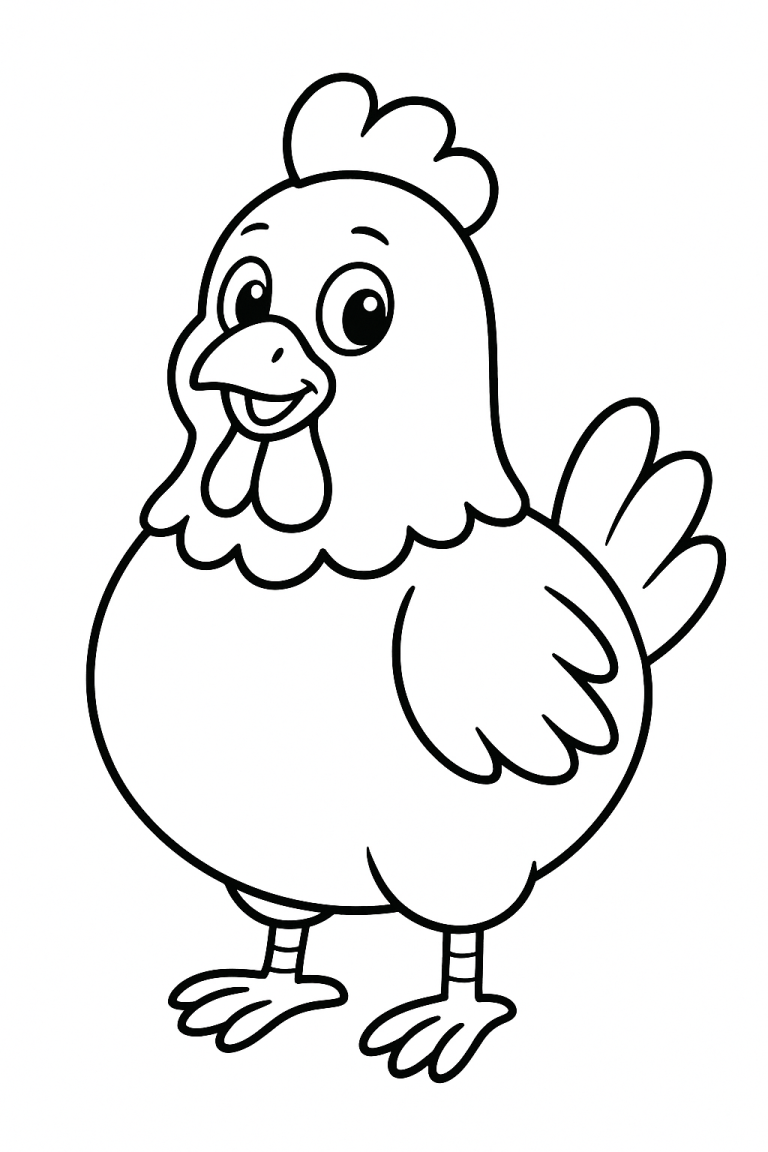 Cartoon chicken coloring page