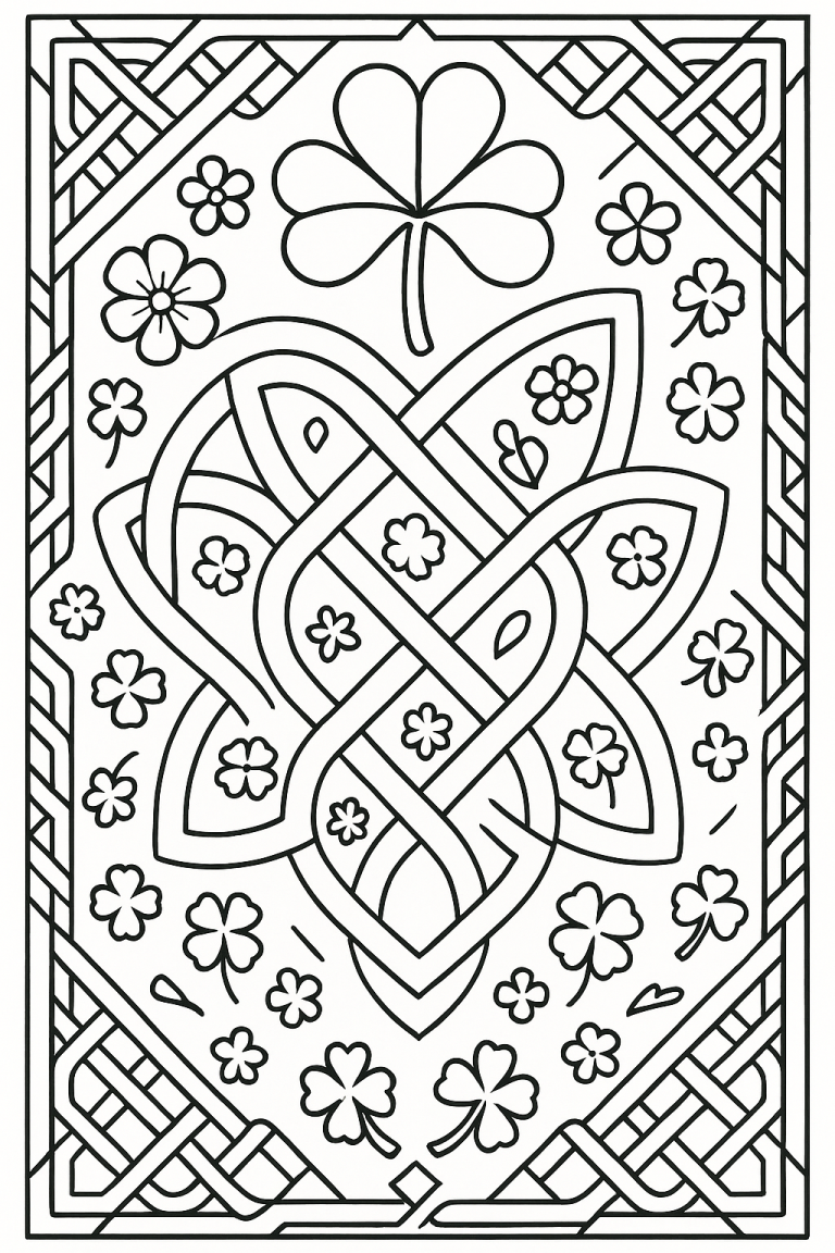 Celtic knot design coloring page for kids