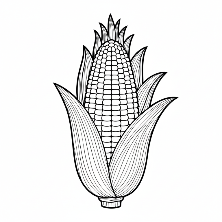 A detailed corn coloring page for children