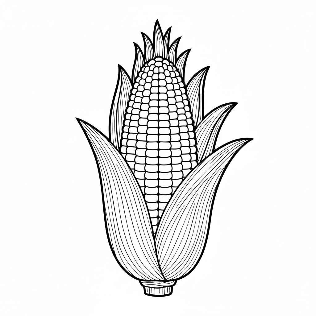 A detailed corn coloring page for children