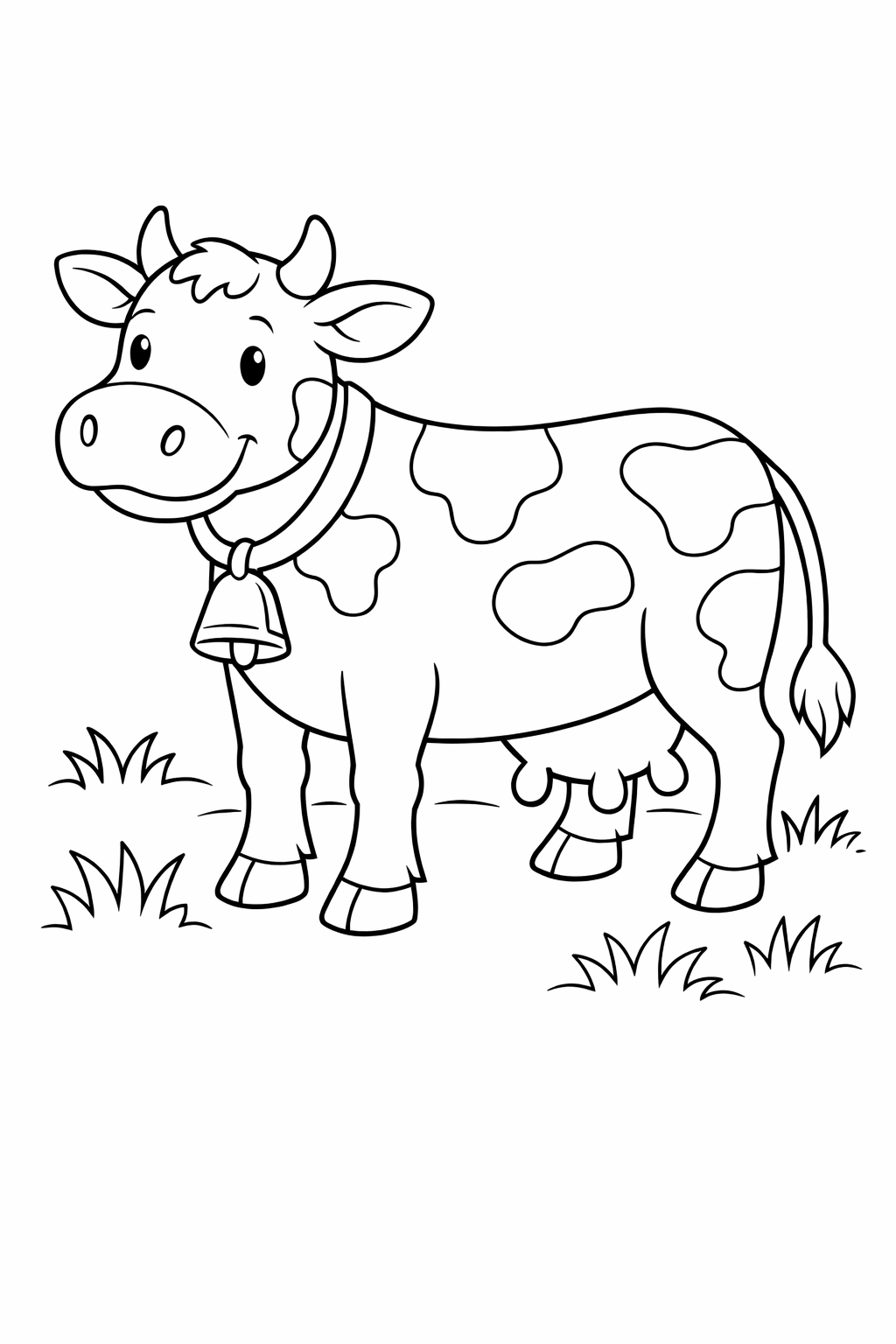 Cute cow coloring page for children