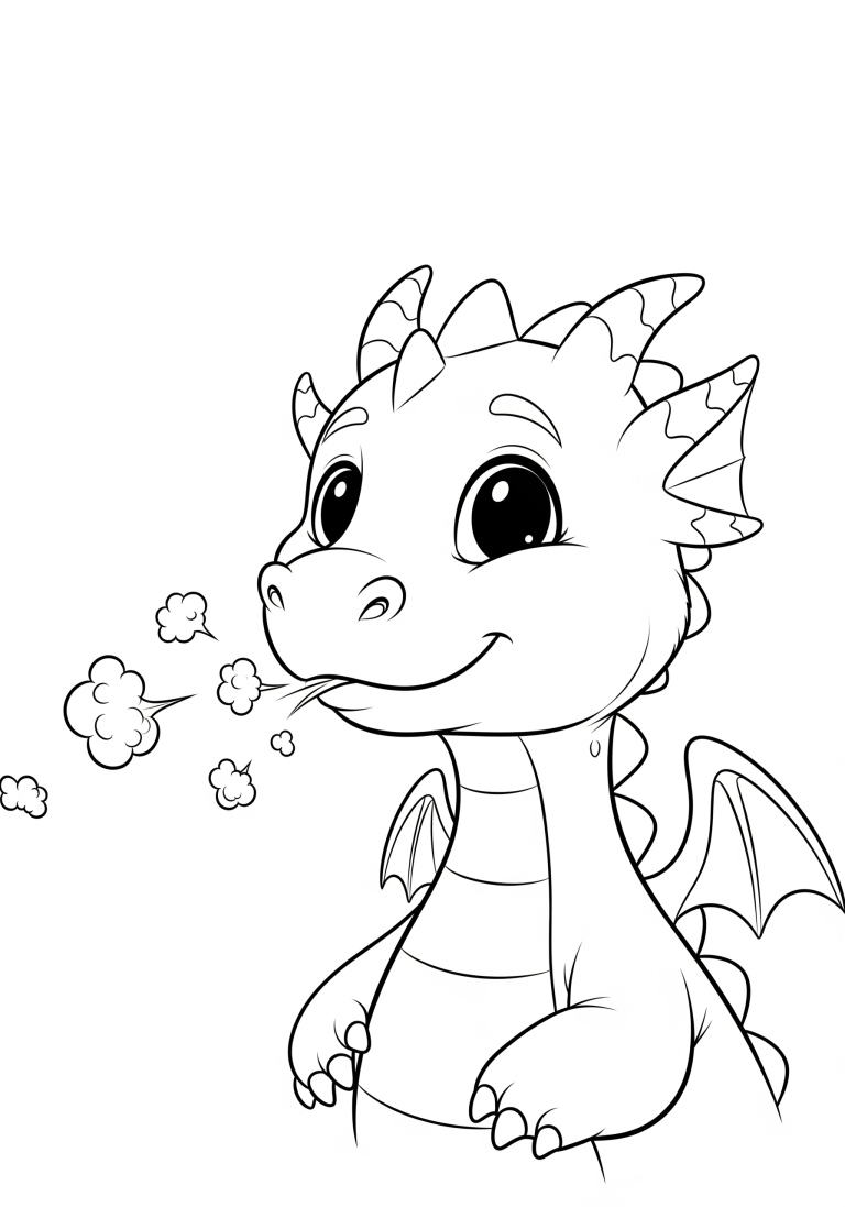 Cute dragon illustration for coloring