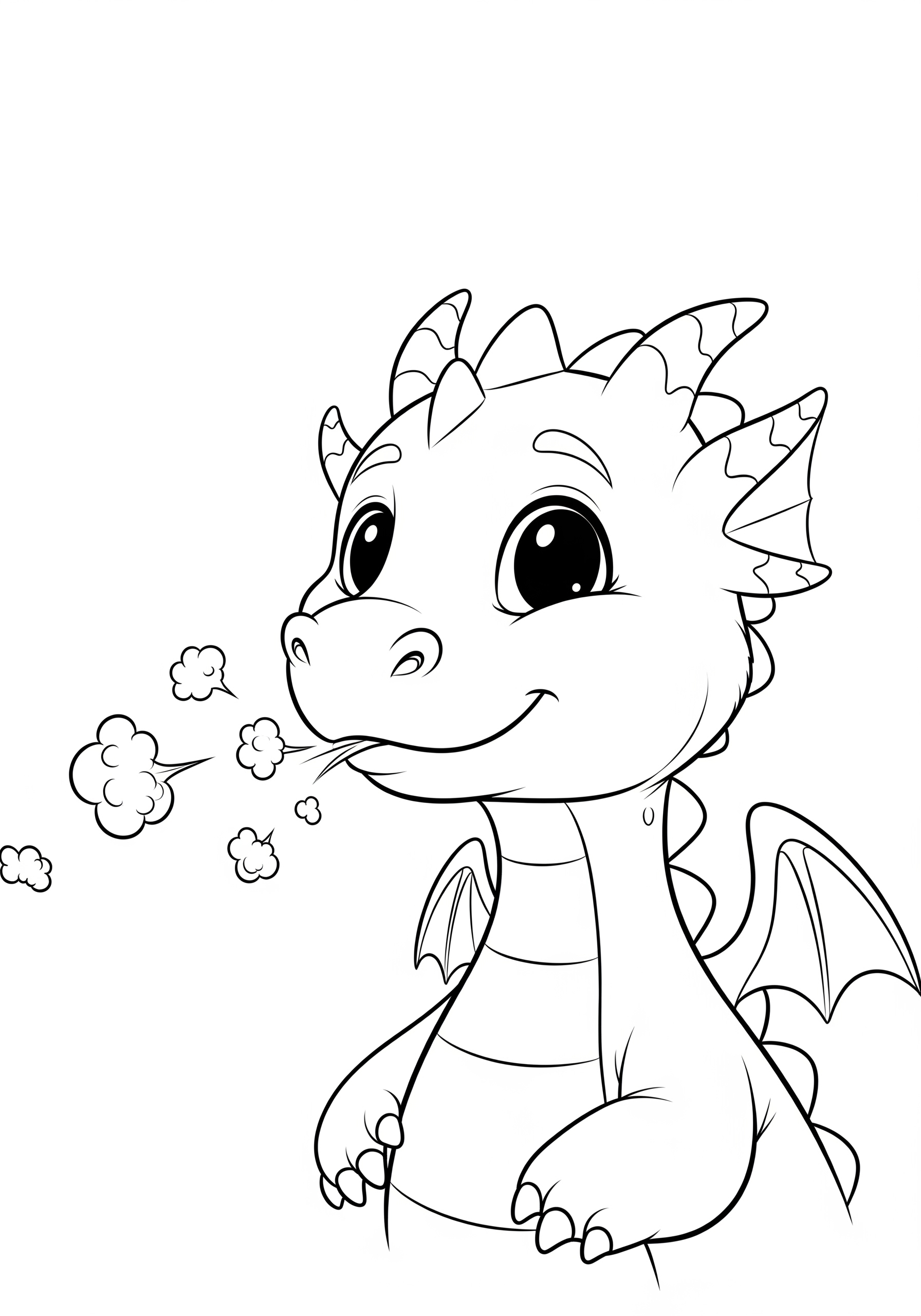 Cute dragon illustration for coloring