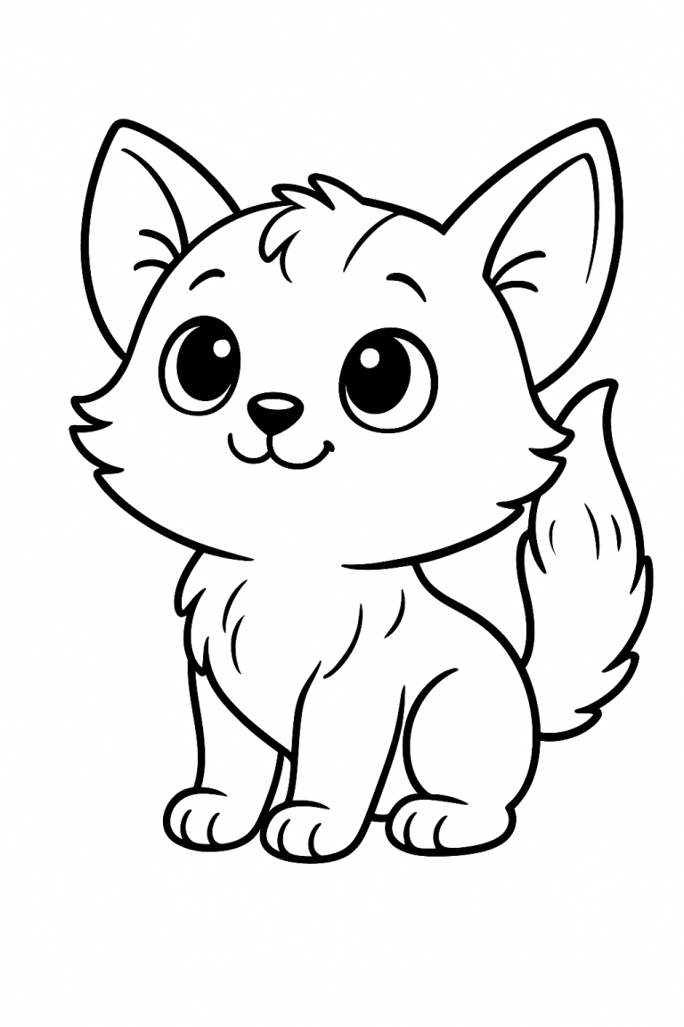 Cute fox coloring page for kids