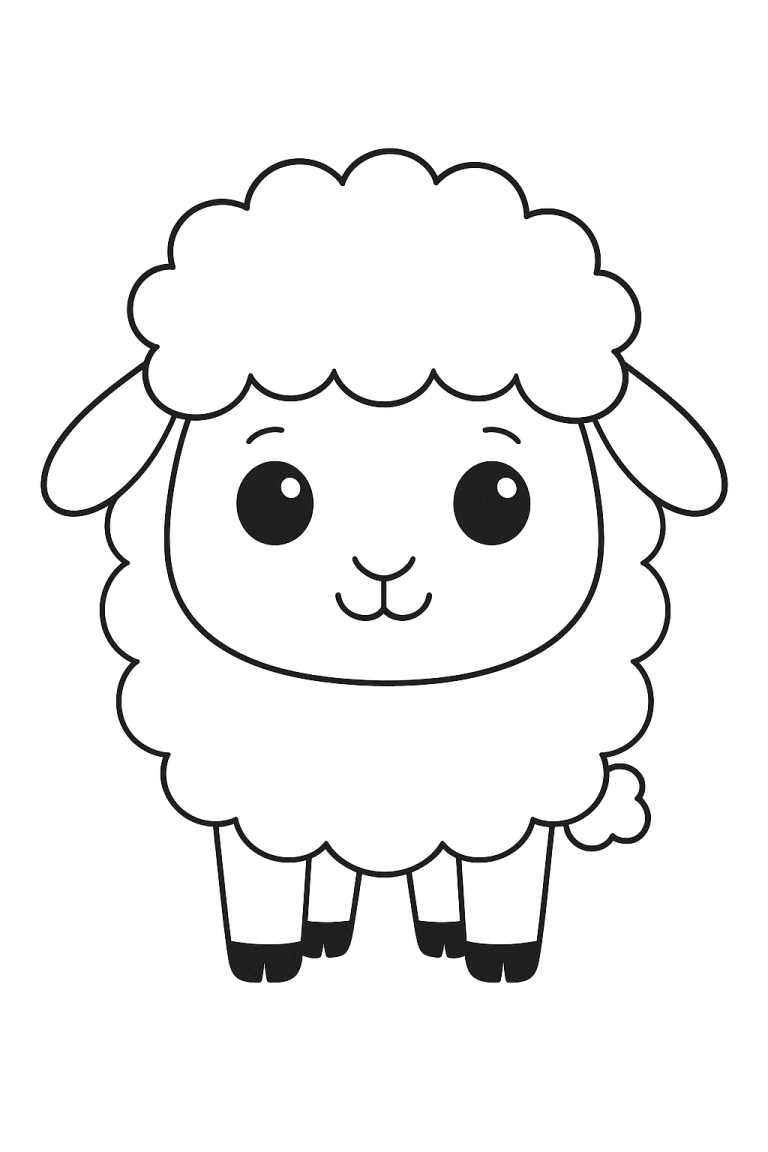 Cute lamb coloring page for kids