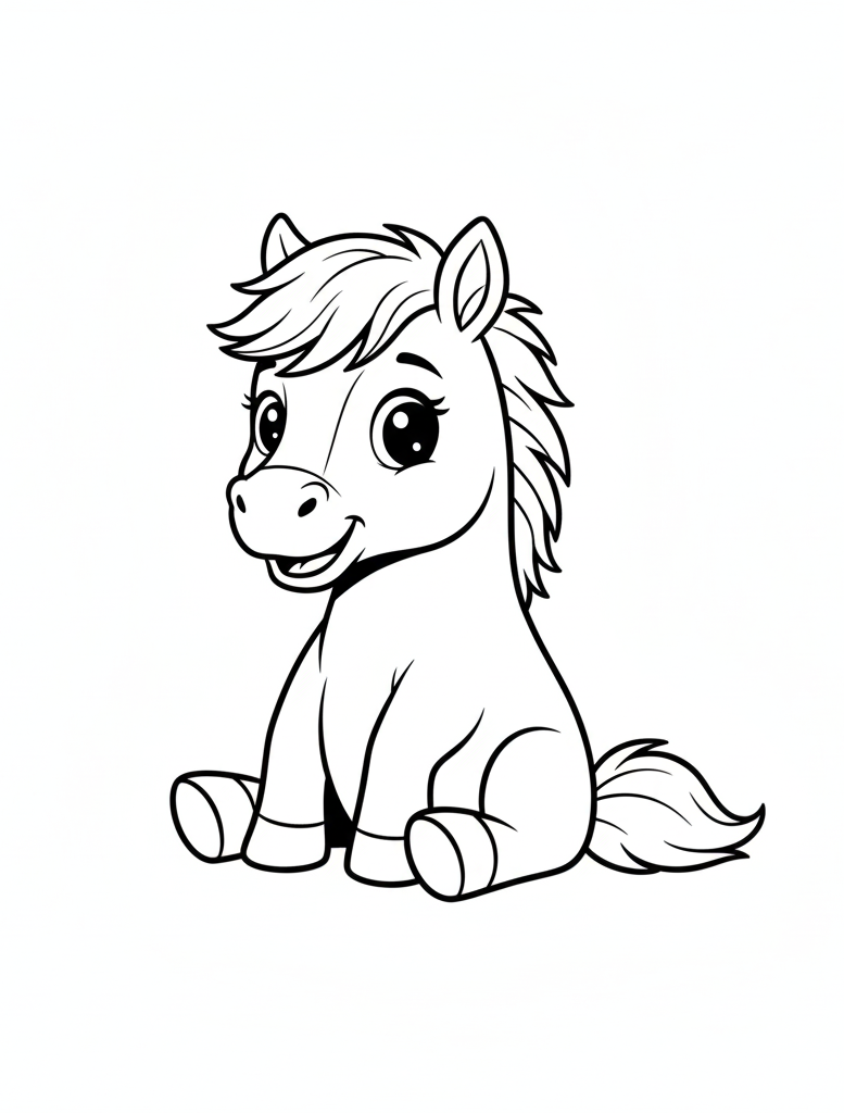 Cute pony coloring page for children