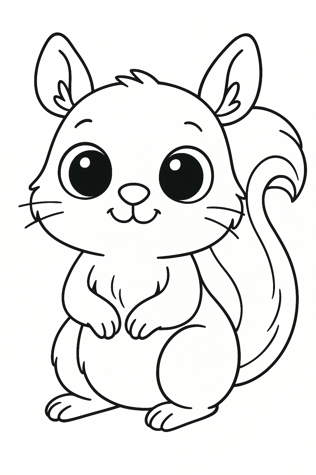 Cute squirrel coloring page for children.