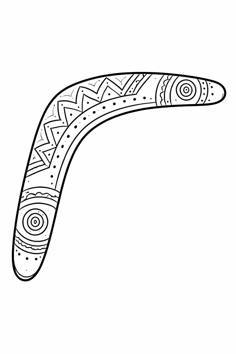Decorative boomerang coloring page with patterns