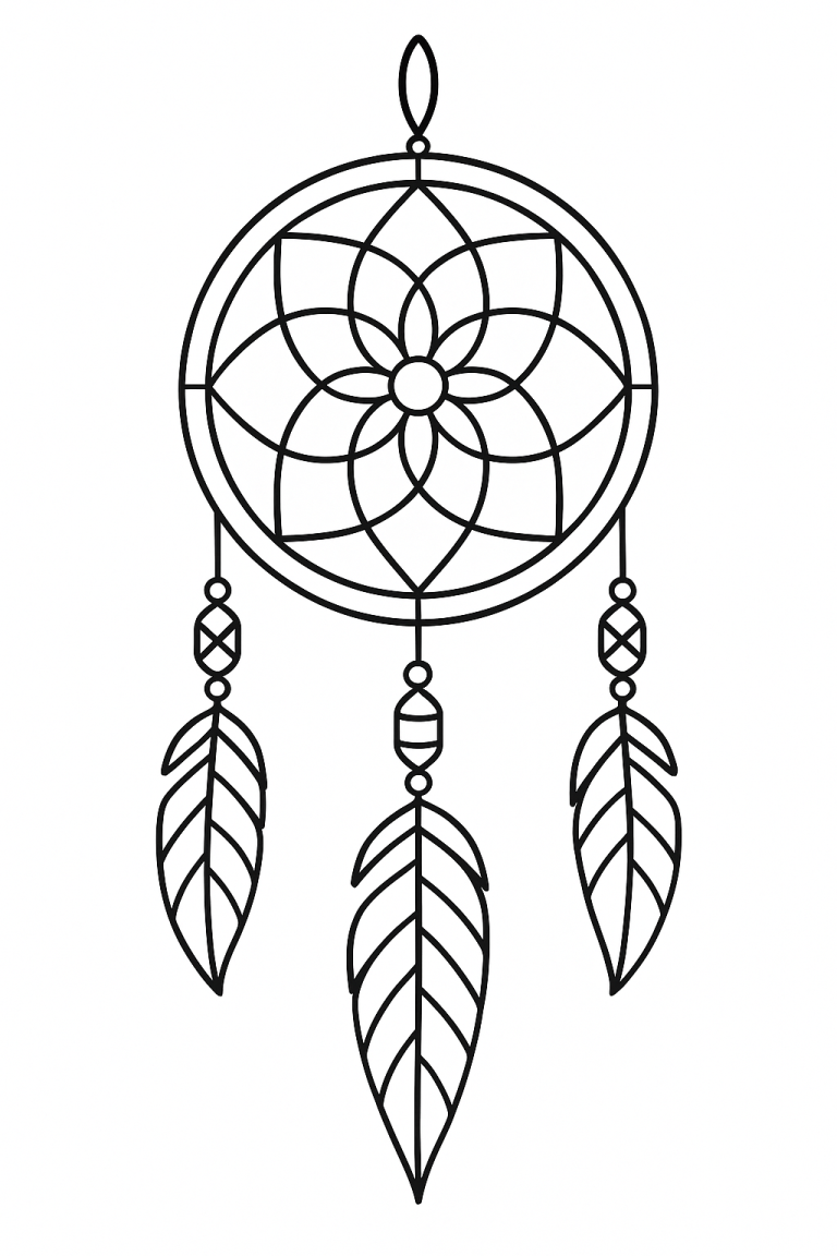 Dream catcher coloring page for kids
