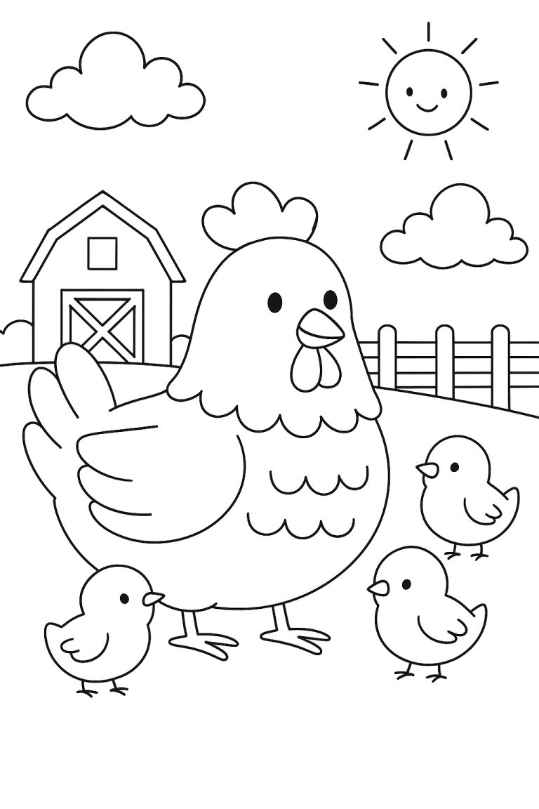 Children's farm animals coloring page