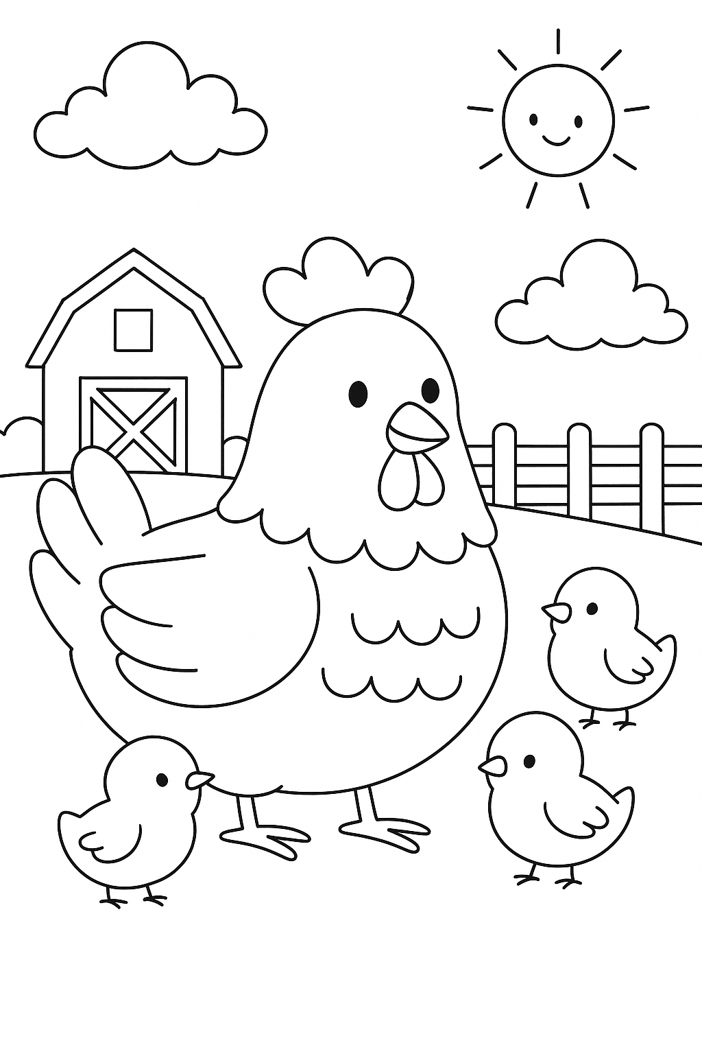 Children's farm animals coloring page